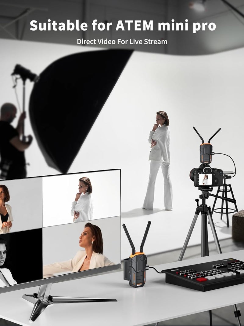 Lemorele Wireless Video Transmission System HDMI Loopout Wireless Video Receiver with 1 * 4400 mAh Batteries for Photography, Videography, Cinematography - Image 3